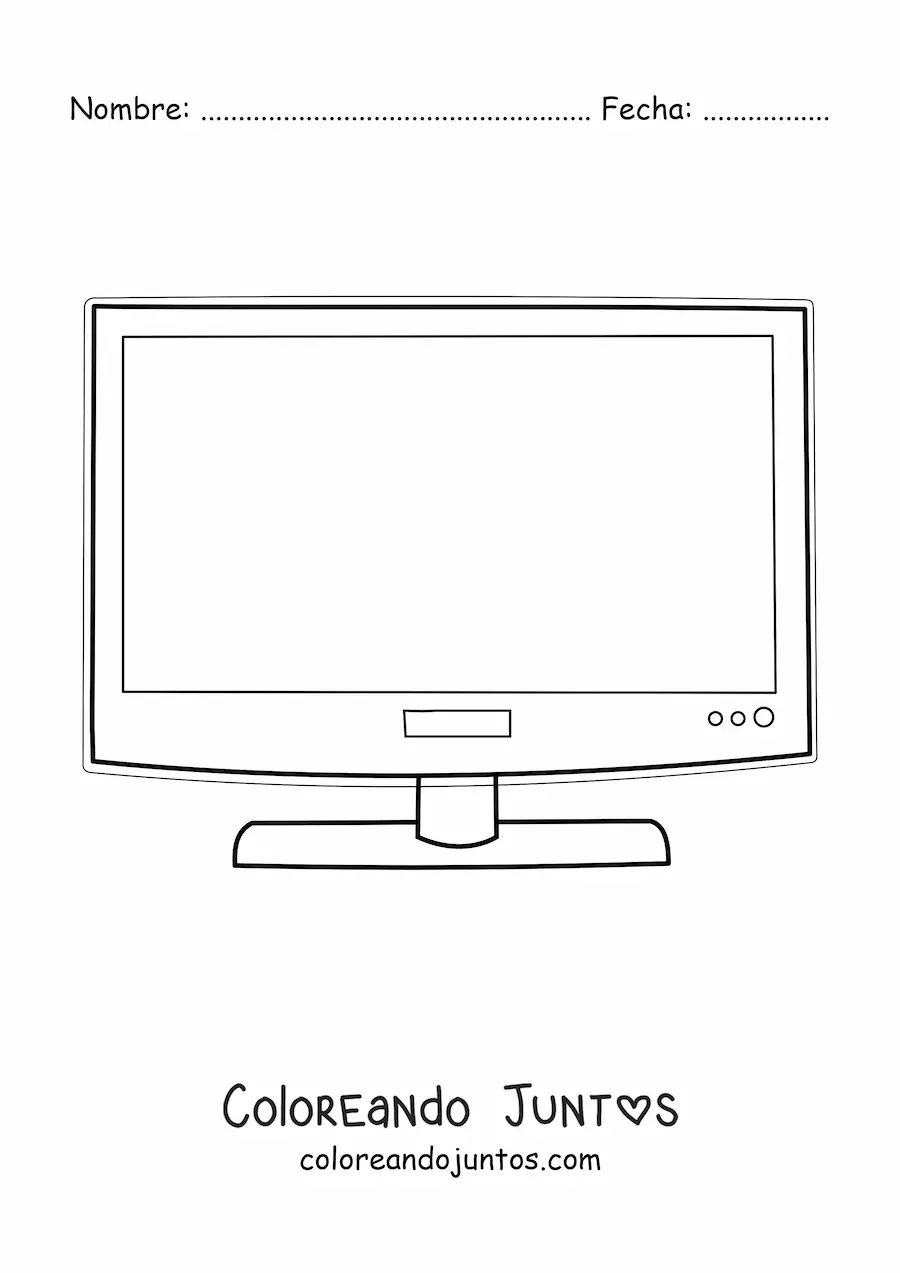 Imagen para colorear de un televisor moderno con pantalla plana