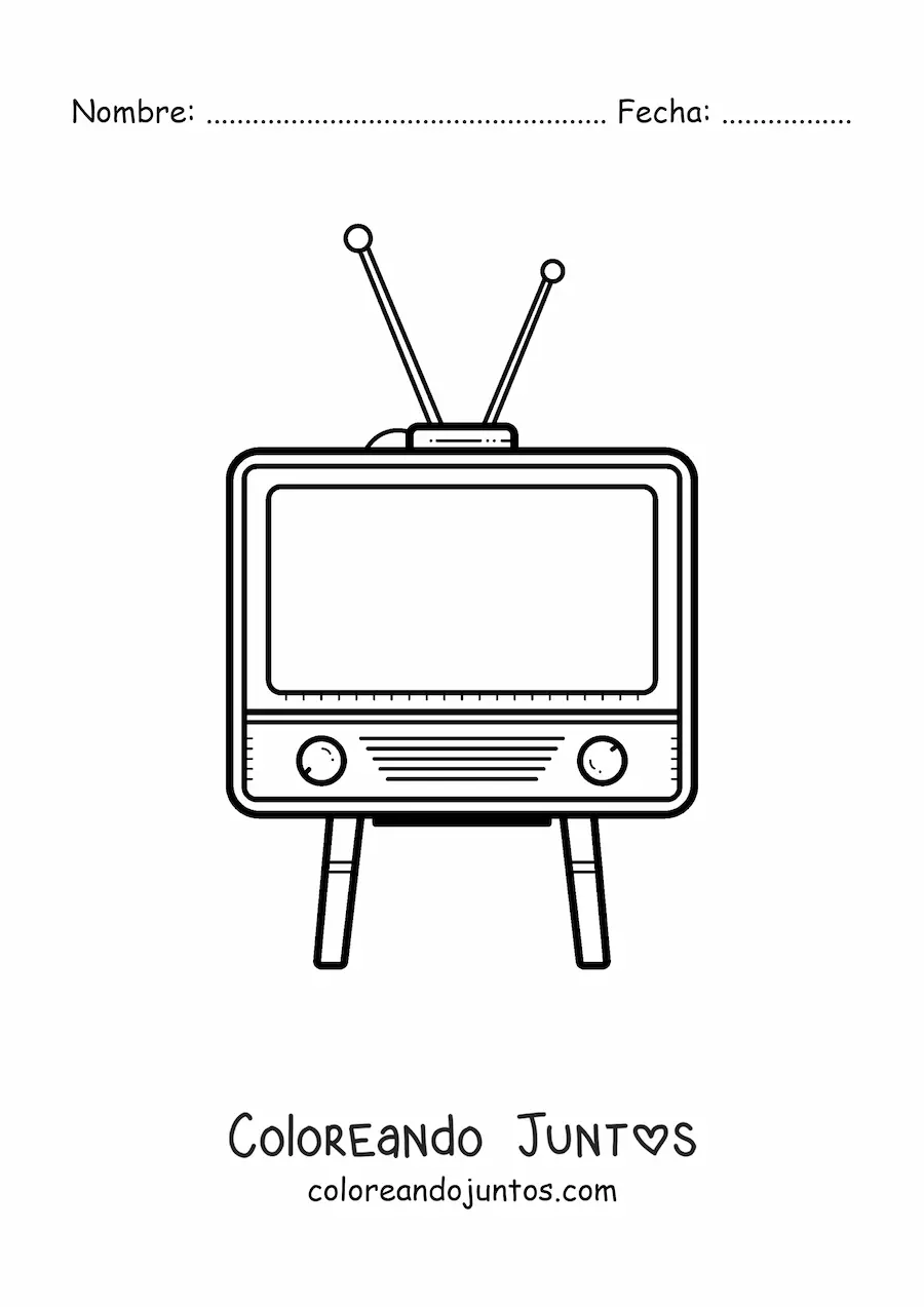 Imagen para colorear de un televisor de antes