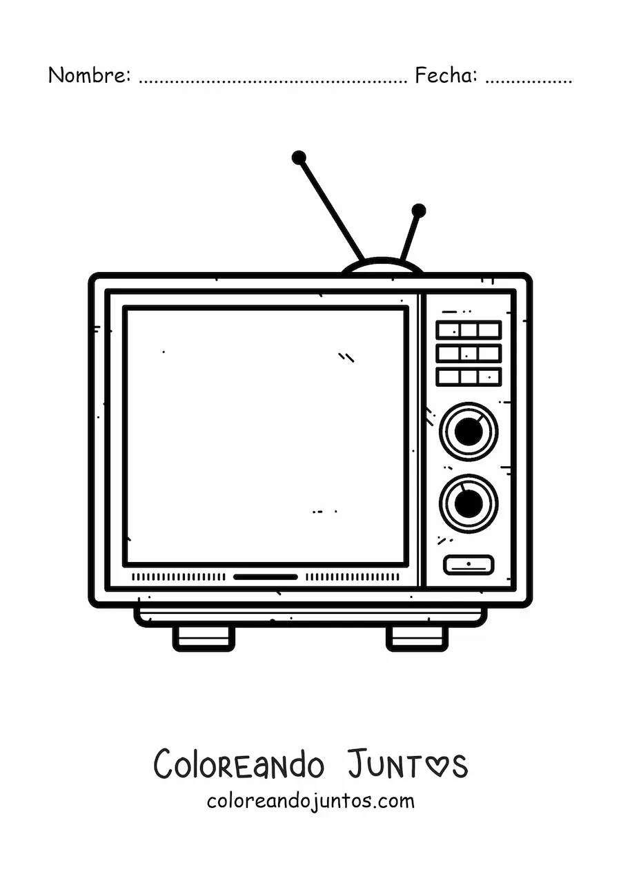 Imagen para colorear de un televisor con antena