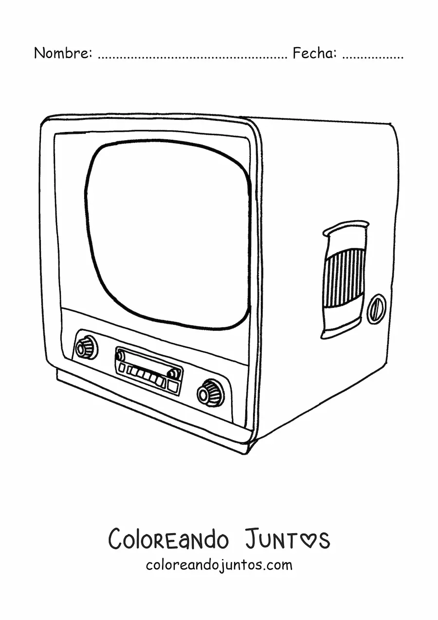 Imagen para colorear de un televisor vintage