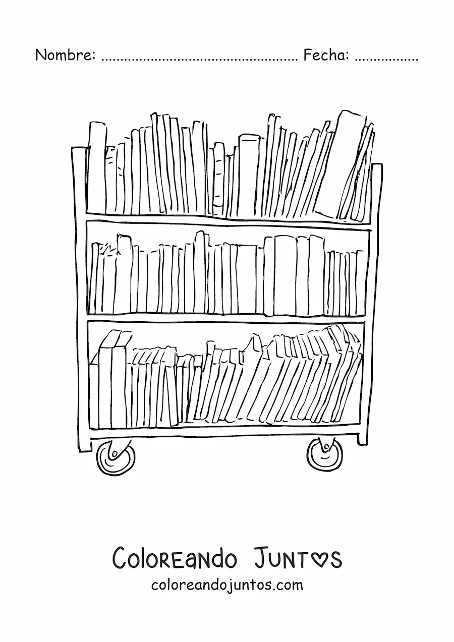 Imagen para colorear de un estante de la biblioteca