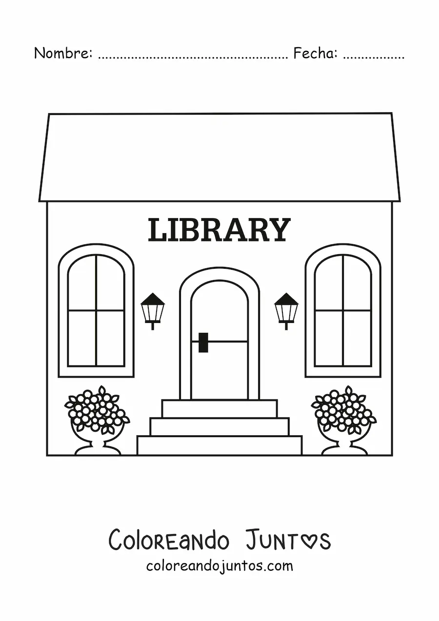 Imagen para colorear de una biblioteca