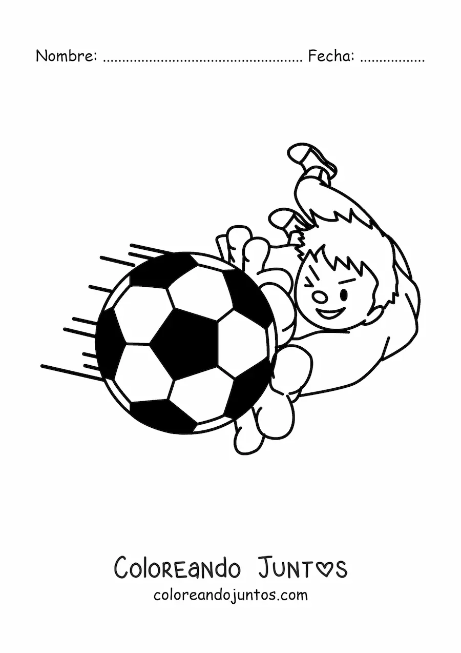 Imagen para colorear de un portero atrapando el balón con sus manos