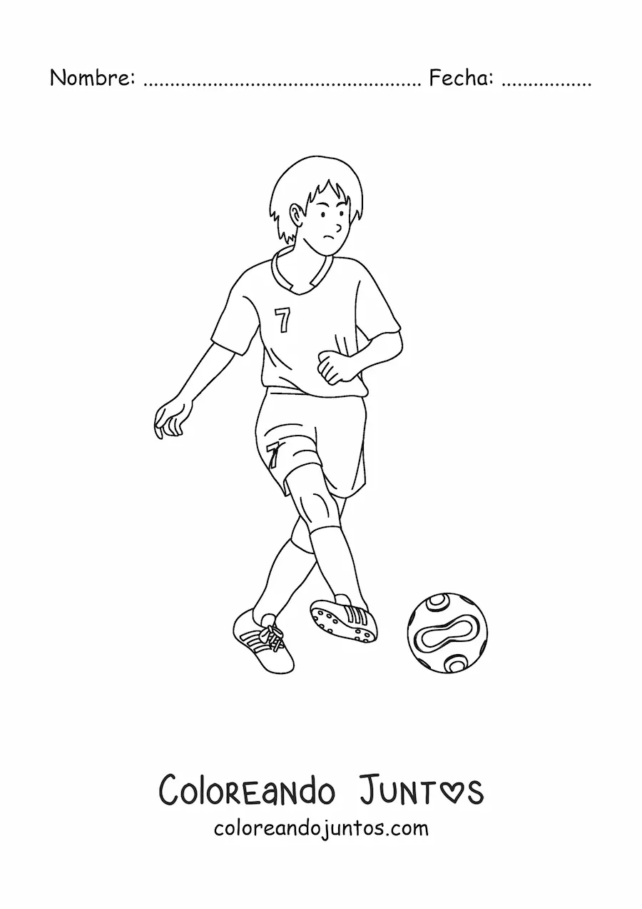 Imagen para colorear de una persona jugando fútbol