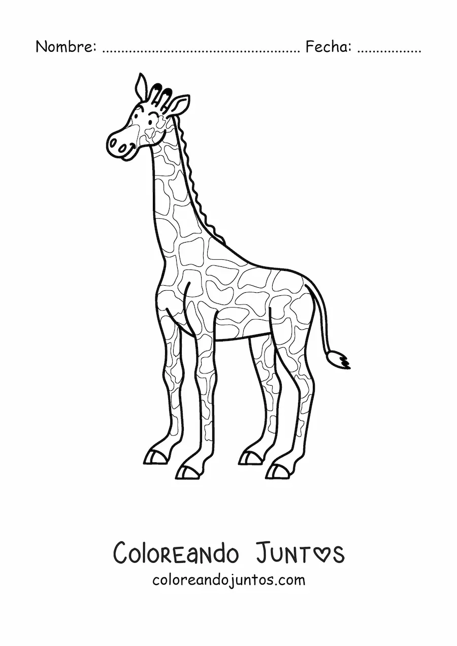 Imagen para colorear de una jirafa mirando hacia la izquierda