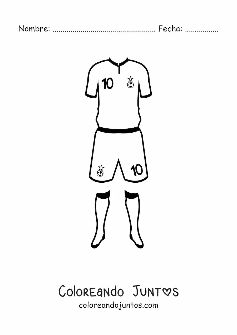 Imagen para colorear de un uniforme de fútbol