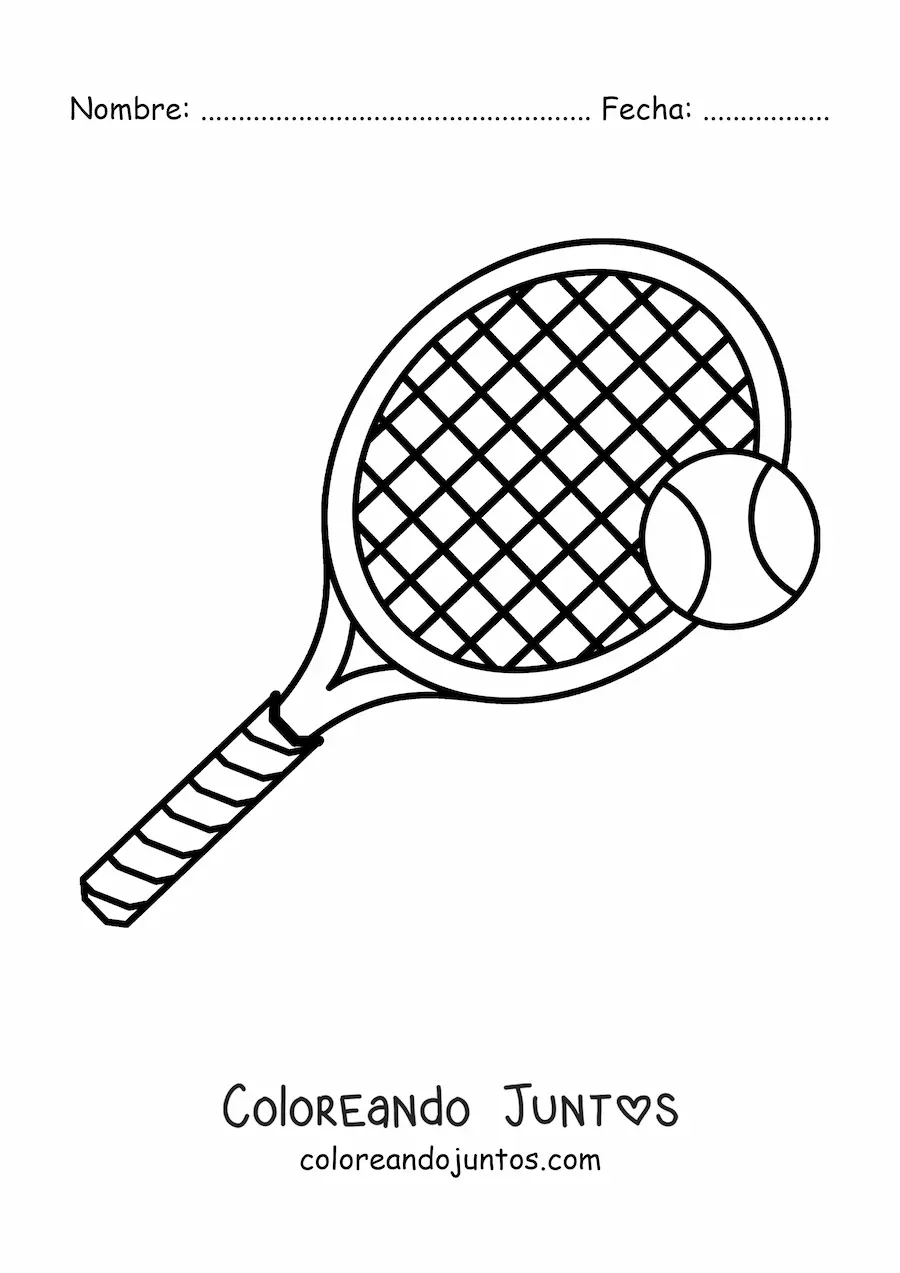 Imagen para colorear de una raqueta y una pelota de tenis