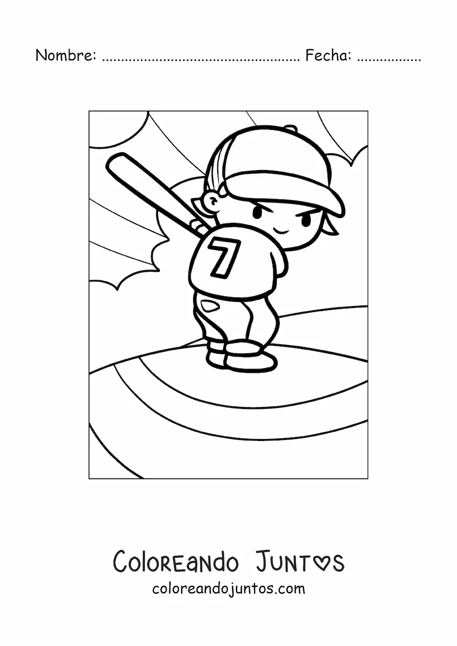 Imagen para colorear de un bateador de béisbol