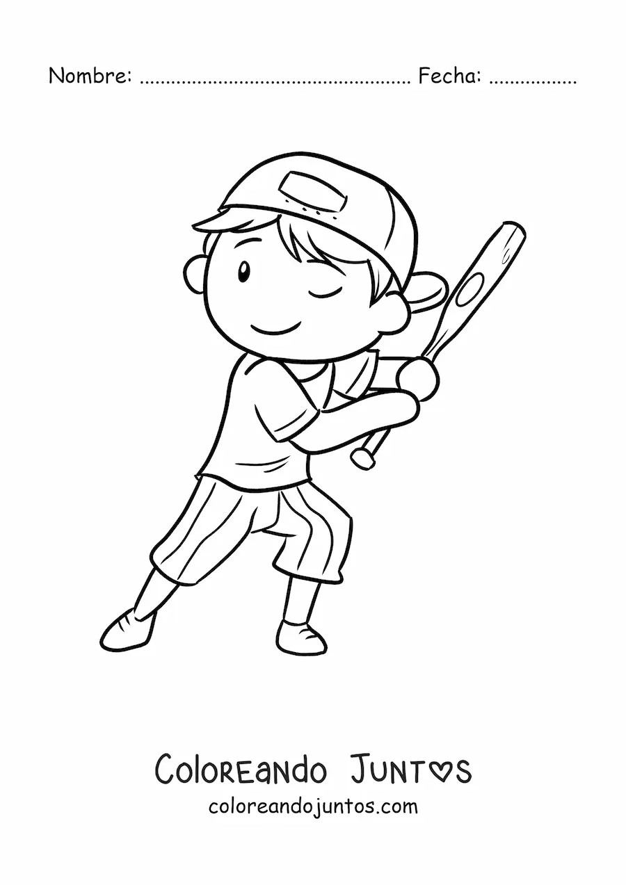 Imagen para colorear de un beisbolista bateando