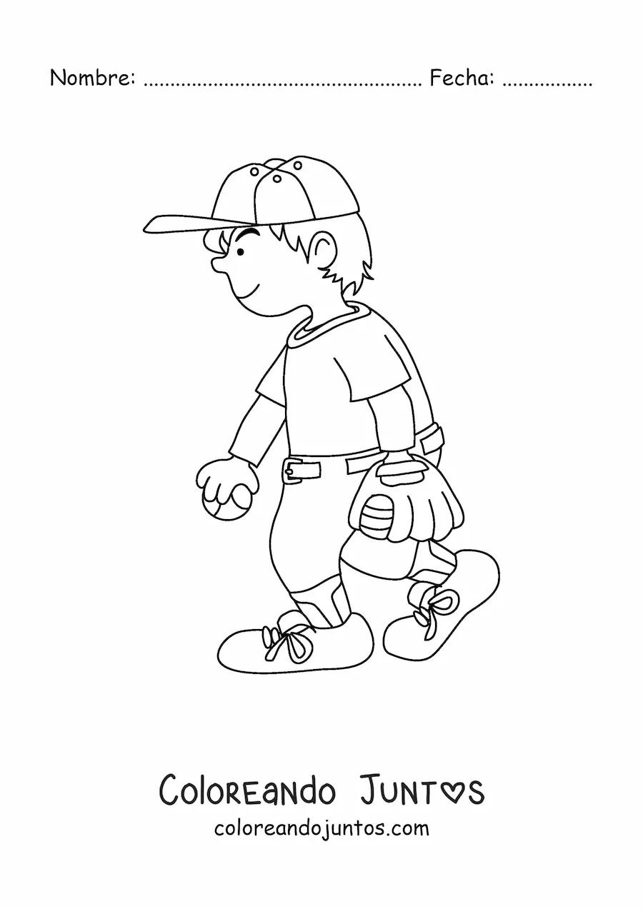 Imagen para colorear de una caricatura de un beisbolista