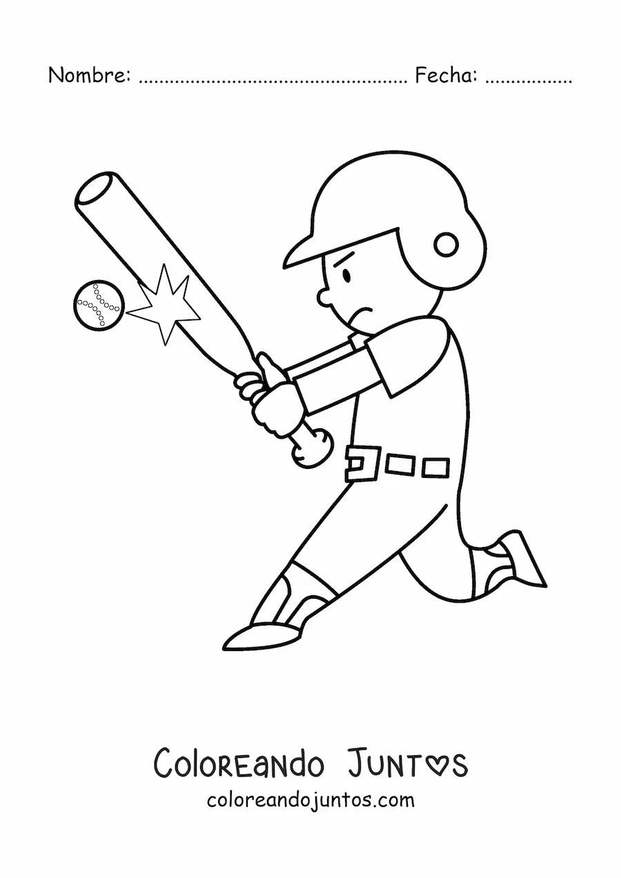 Imagen para colorear de un beisbolista bateando la pelota