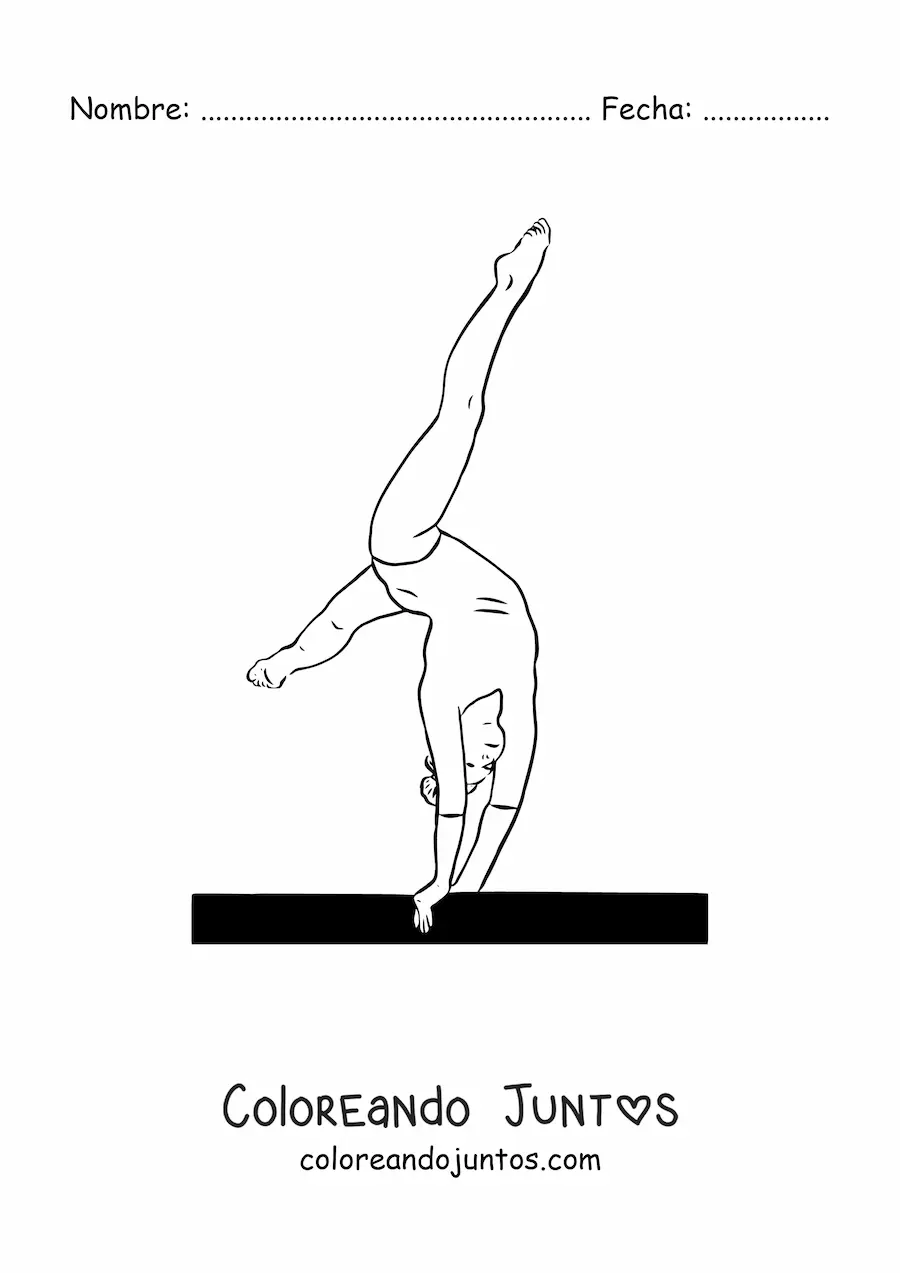 Imagen para colorear de chica gimnasta haciendo ejercicios en el potro