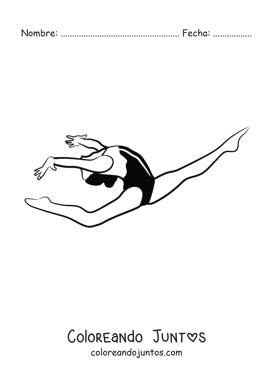 Imagen para colorear de una gimnasta saltando