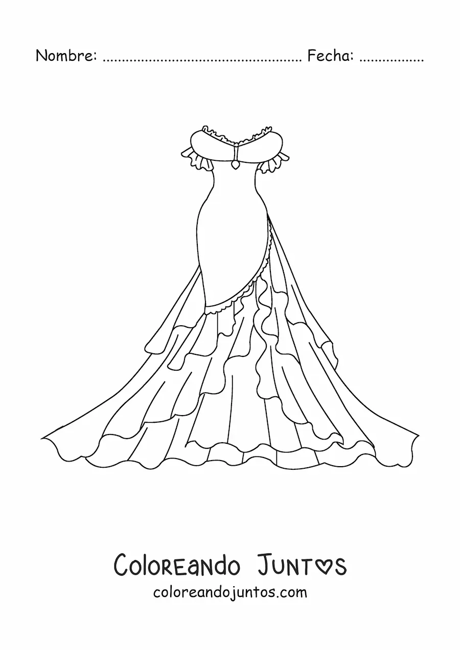 Imagen para colorear de un vestido elegante estilo vintage