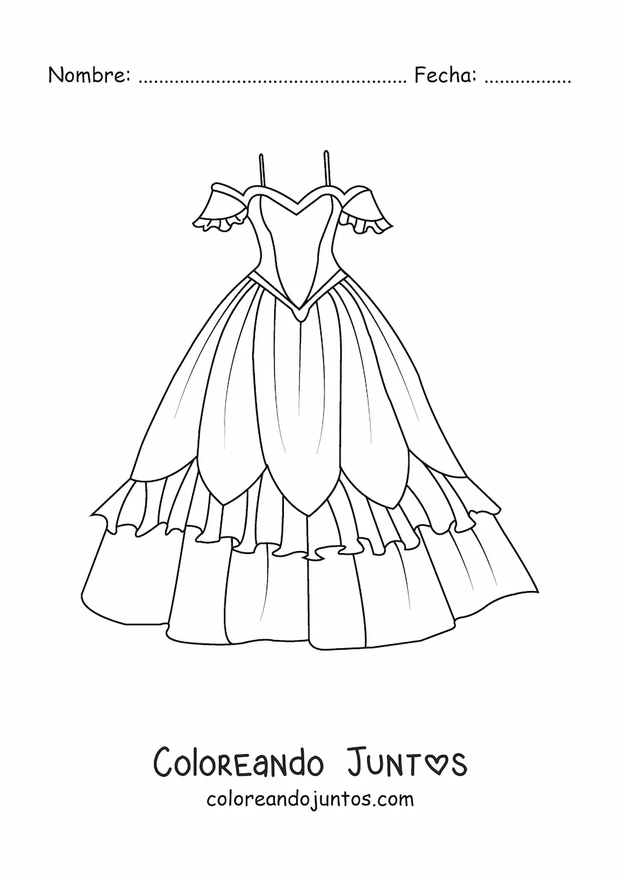 Imagen para colorear de un vestido clásico bonito