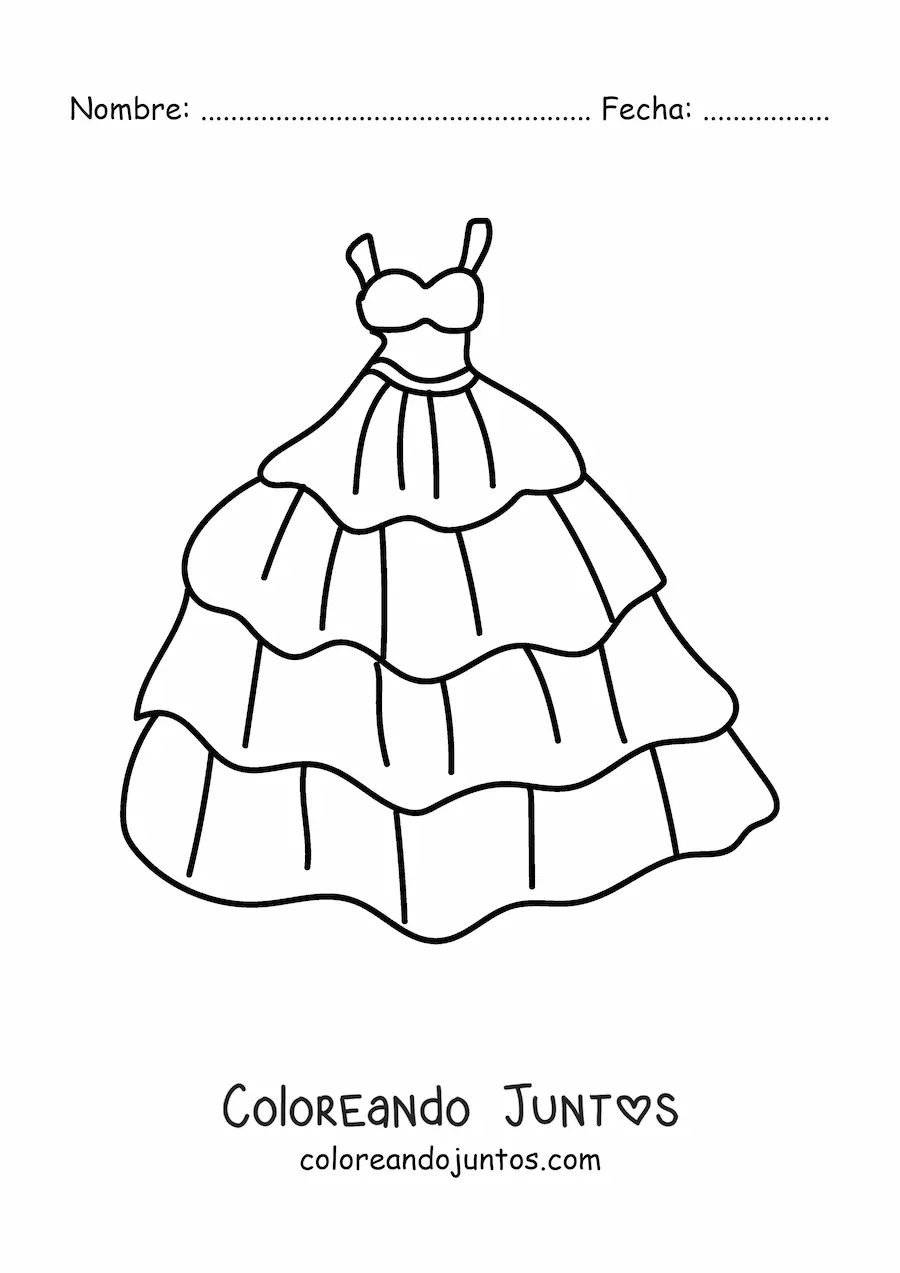 Imagen para colorear de un vestido de fiesta elegante