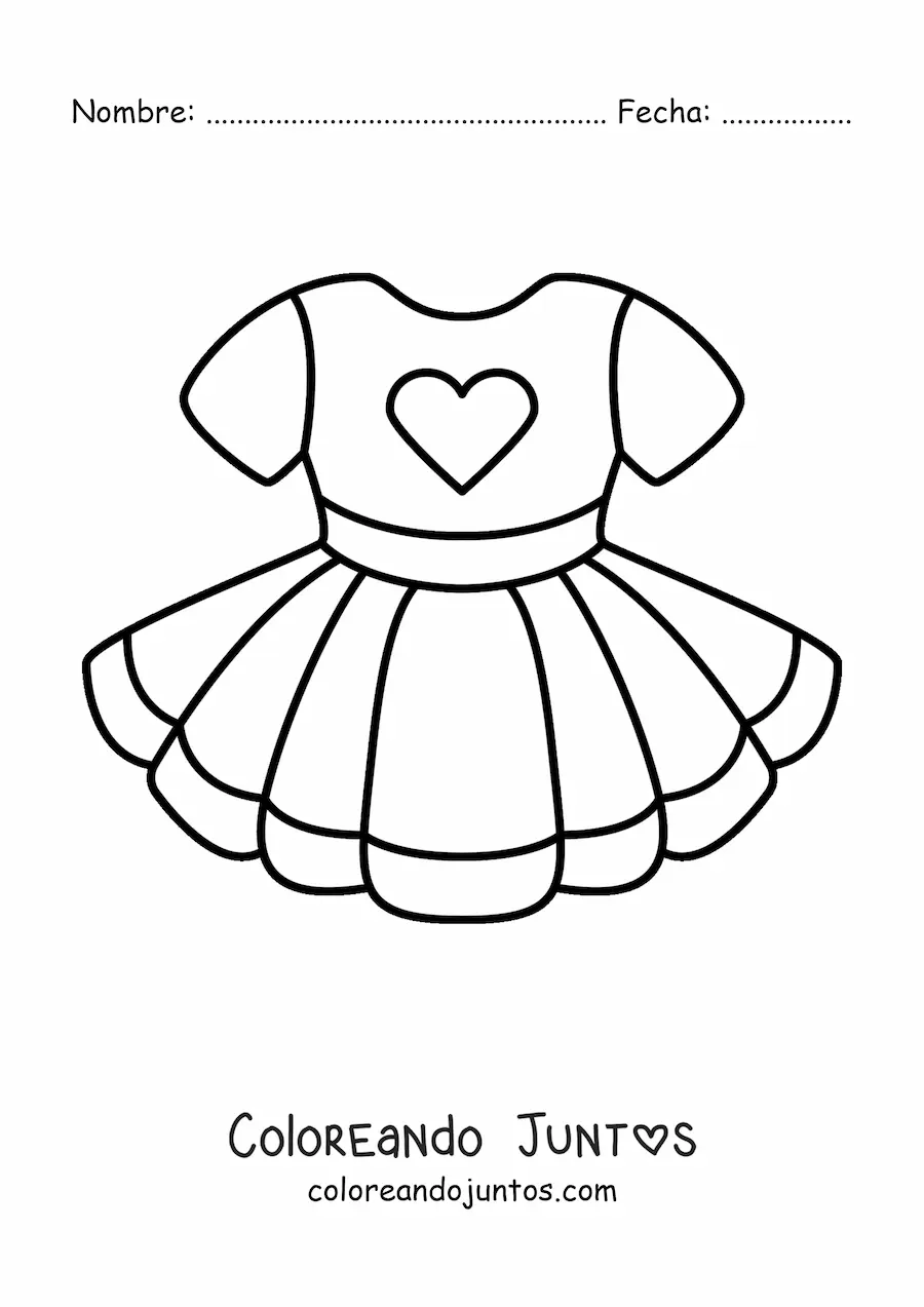 Imagen para colorear de un vestido de niña