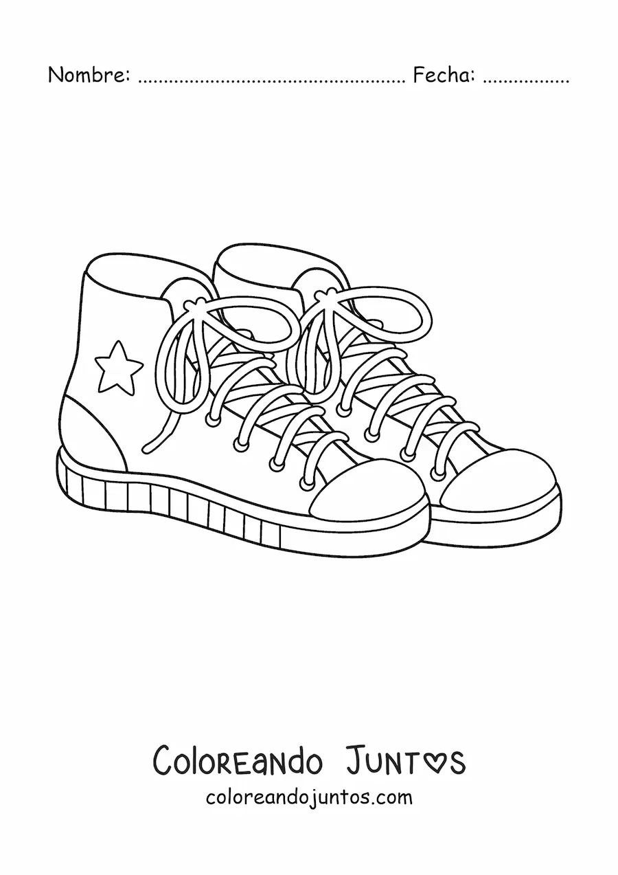 Imagen para colorear de un par de zapatos Converse