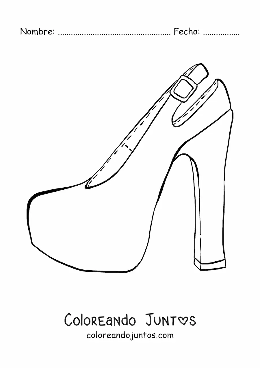 Imagen para colorear de un zapato de tacón alto