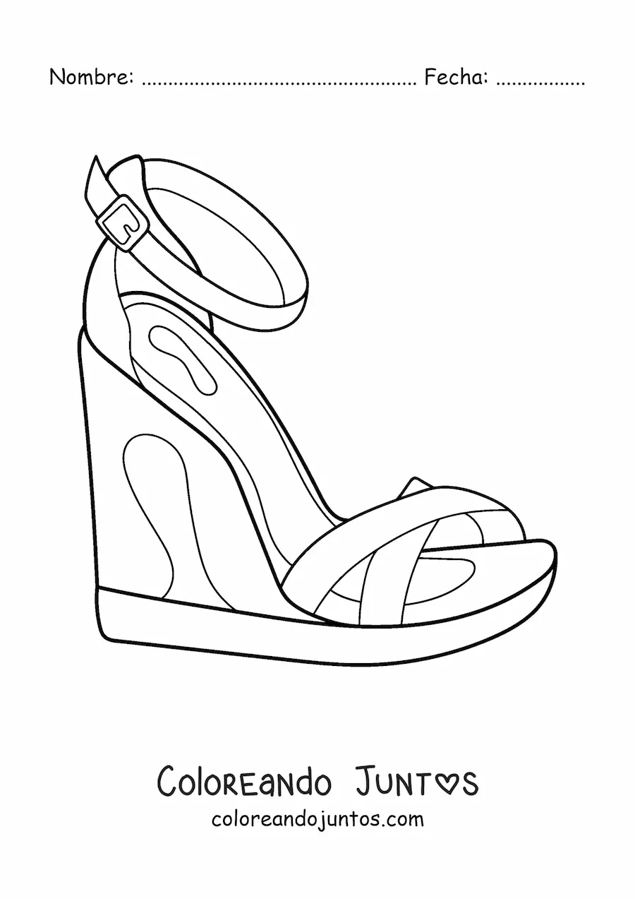 Imagen para colorear de una sandalia con tacón alto