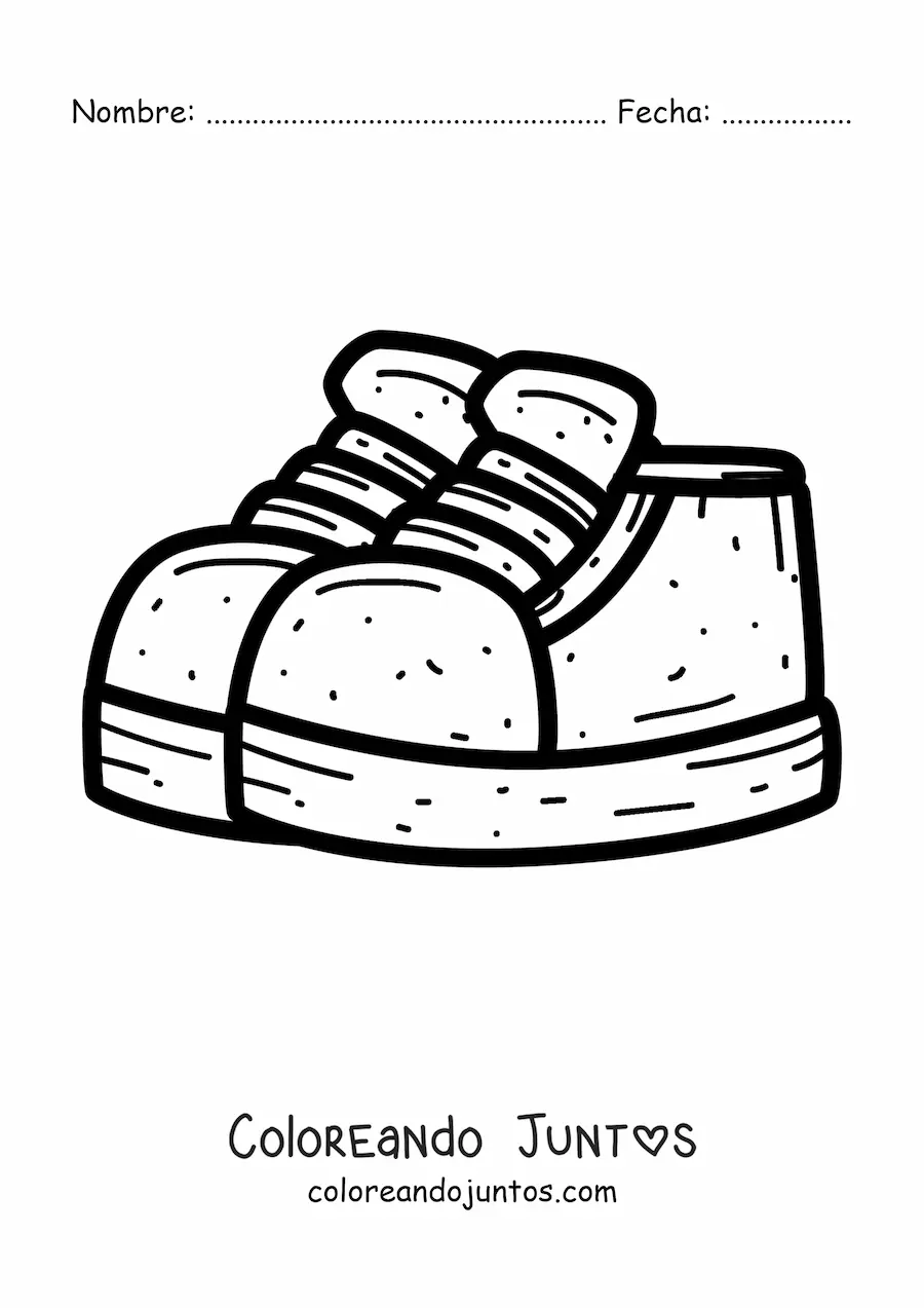 Imagen para colorear de un par de tenis para niños