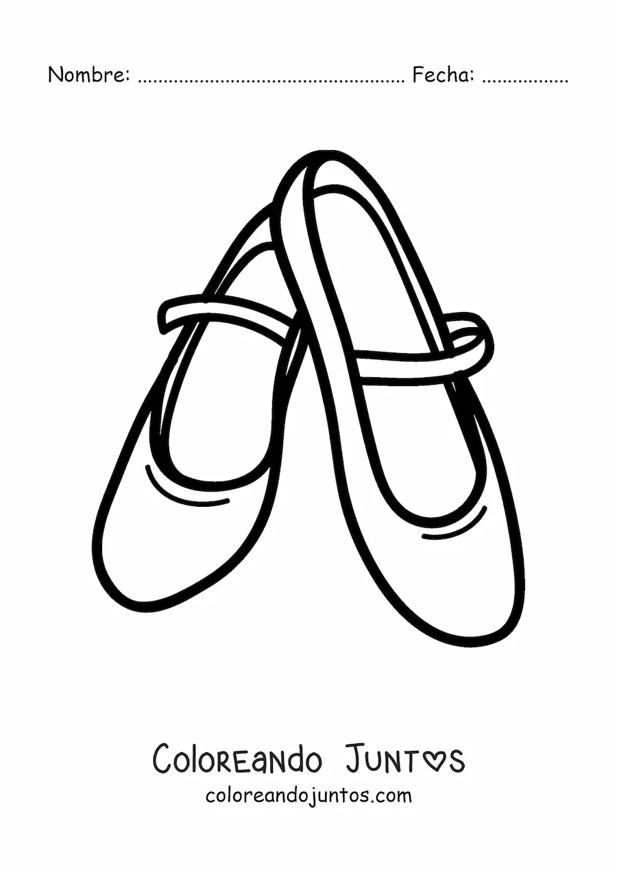 Imagen para colorear de un par de zapatillas con broche