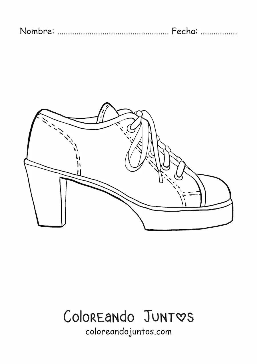 Imagen para colorear de un zapato de tacón con trenzas