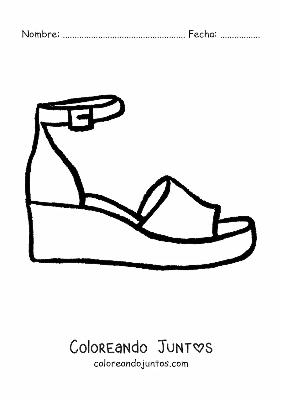 Imagen para colorear de una sandalia de verano con broche