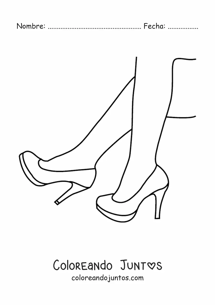 Imagen para colorear de un par de pies con tacones