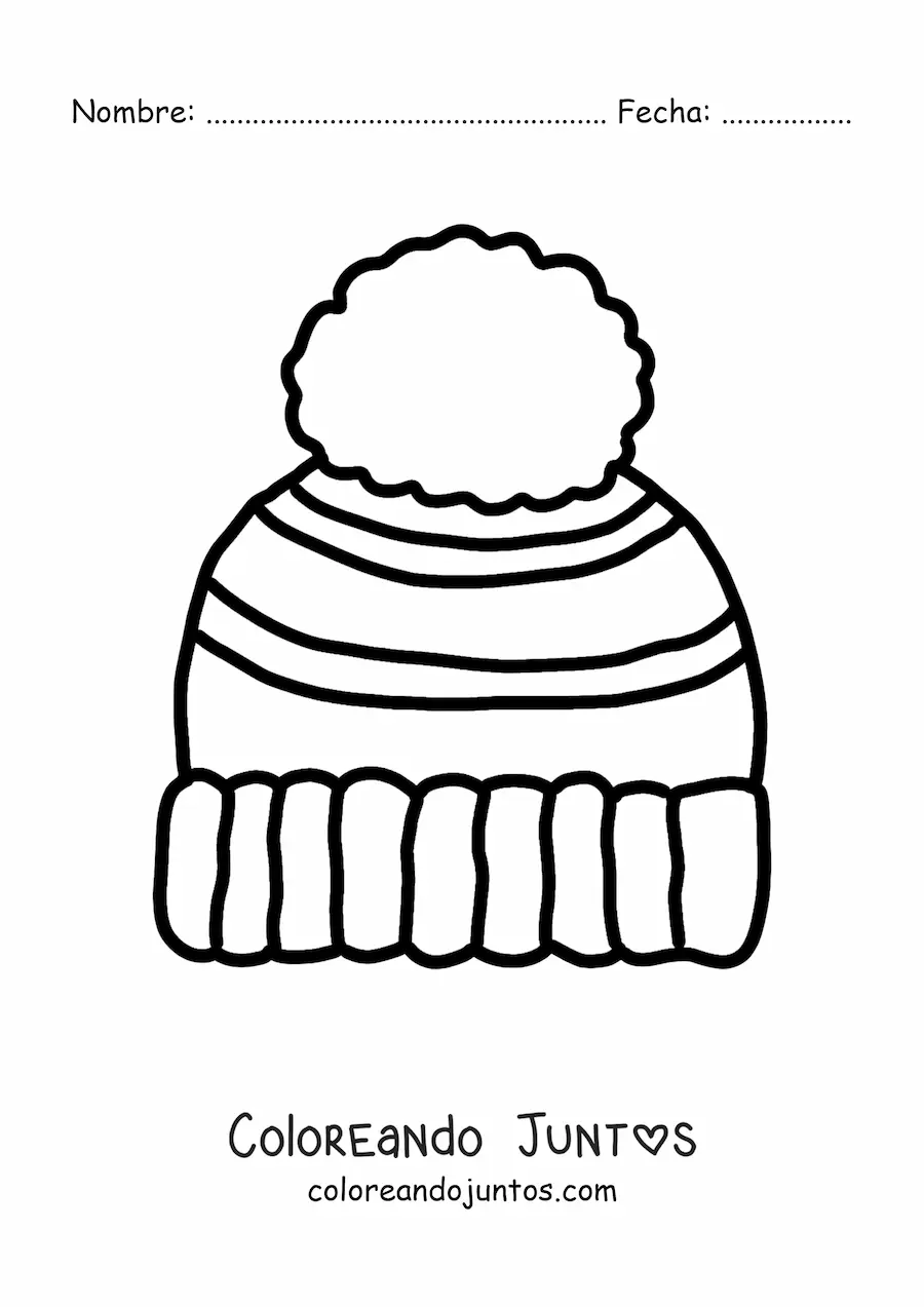 Imagen para colorear de un sombrero de invierno tejido