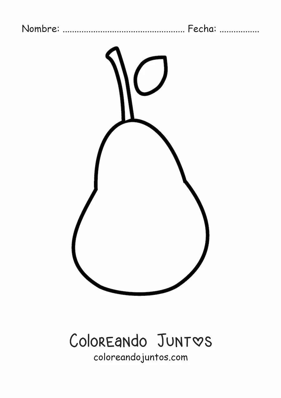 Imagen para colorear de una pera con una hoja