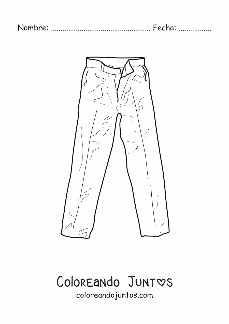 Imagen para colorear de un par de pantalones arrugados