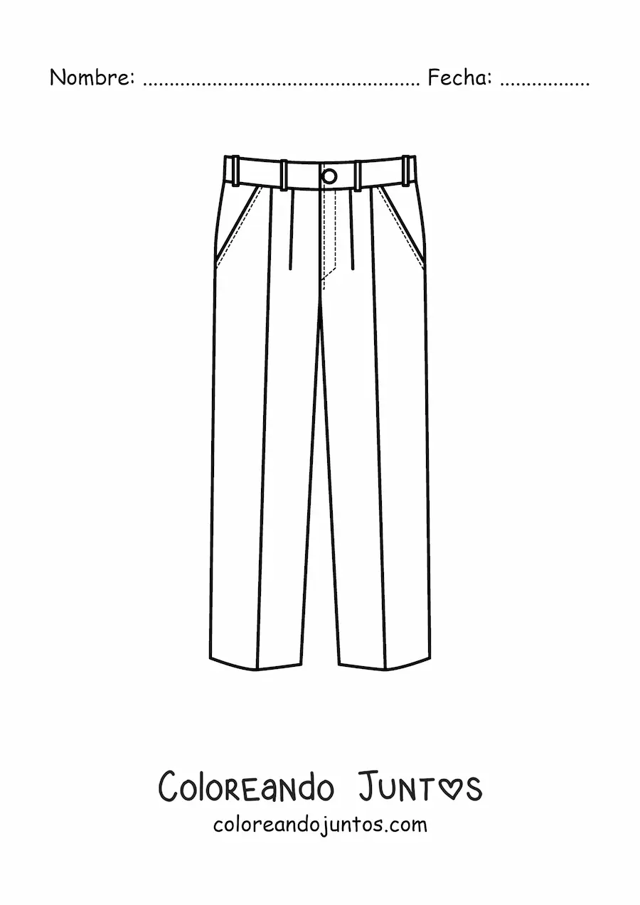 Imagen para colorear de un par de pantalones rayados