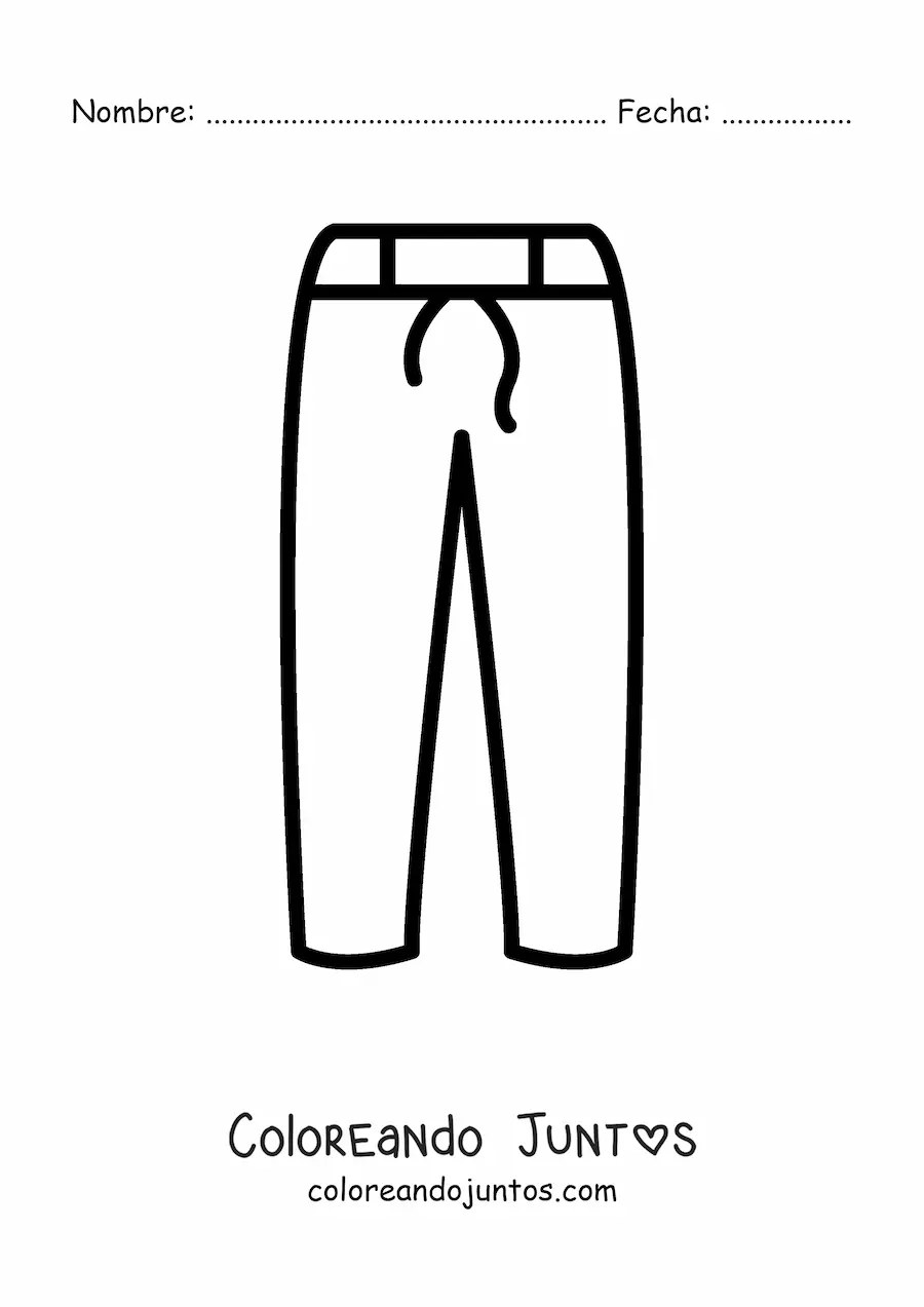 Imagen para colorear de un par de pantalones sencillos