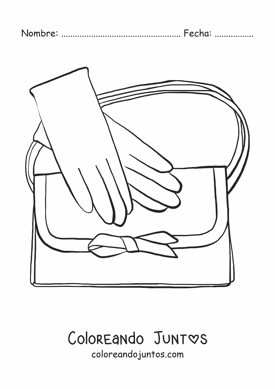 Imagen para colorear de un par de guantes y un bolso elegante