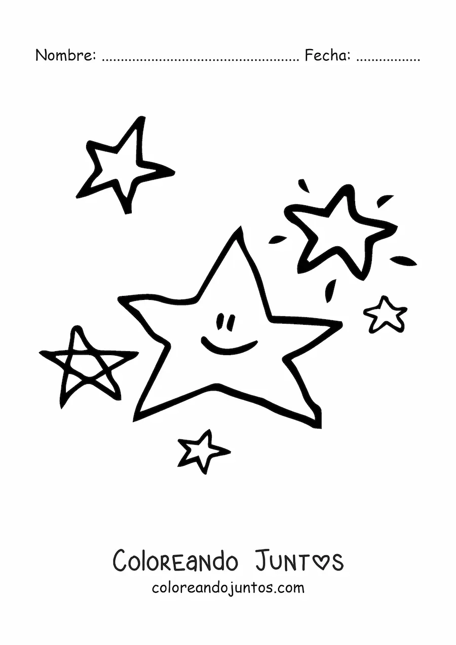 Imagen para colorear de varias estrellas de 5 puntas