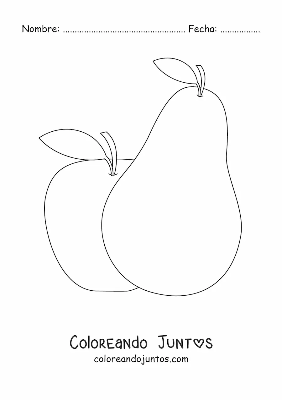 Imagen para colorear de una pera y una manzana
