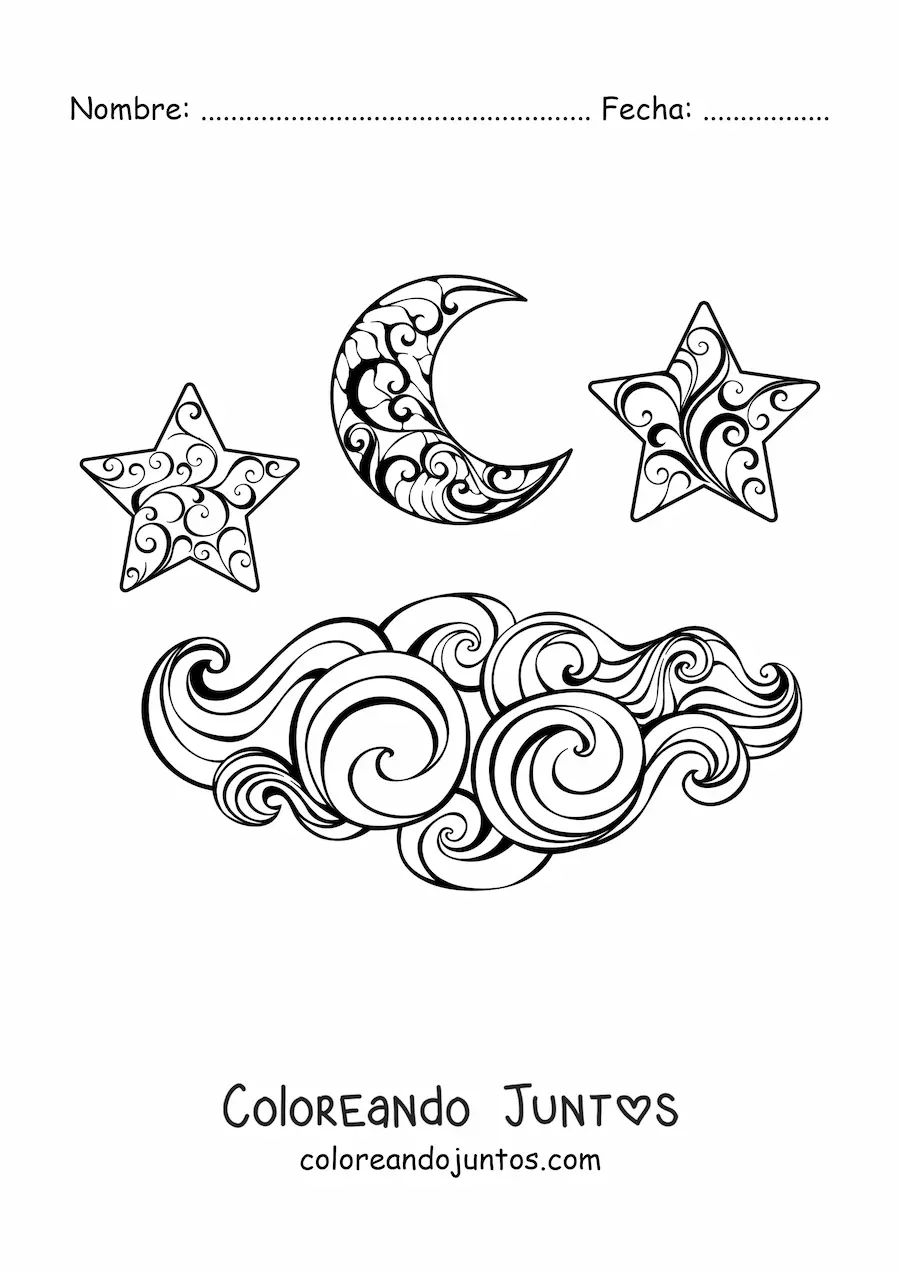 Luna y estrellas | Coloreando Juntos