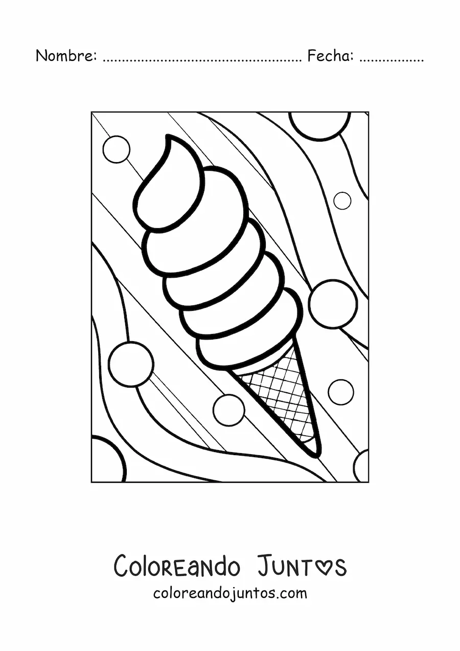 Imagen para colorear de un helado de barquilla para el verano