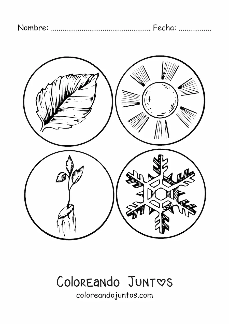 Imagen para colorear de los símbolos de las estaciones