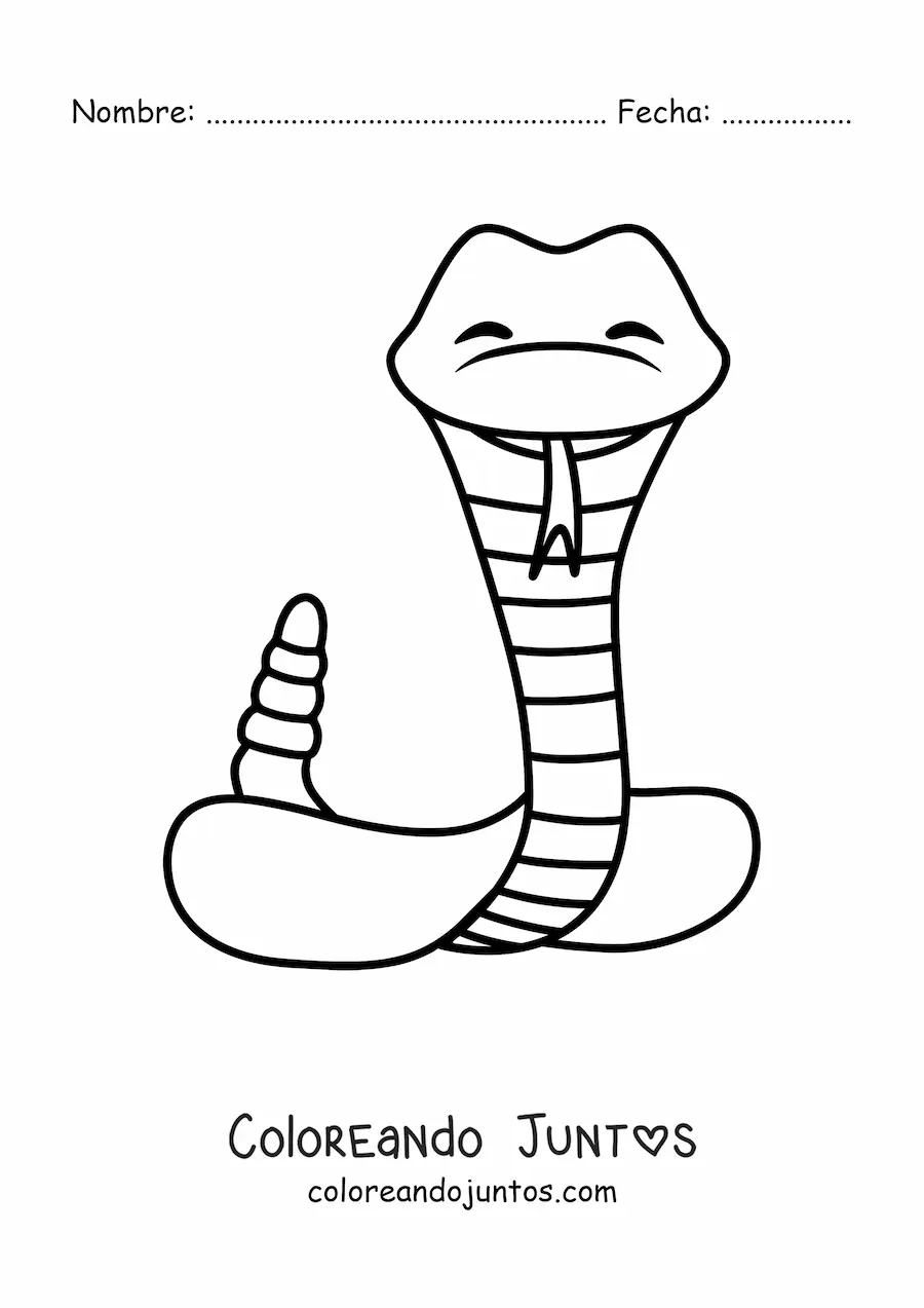 Imagen para colorear de una serpiente cascabel animada