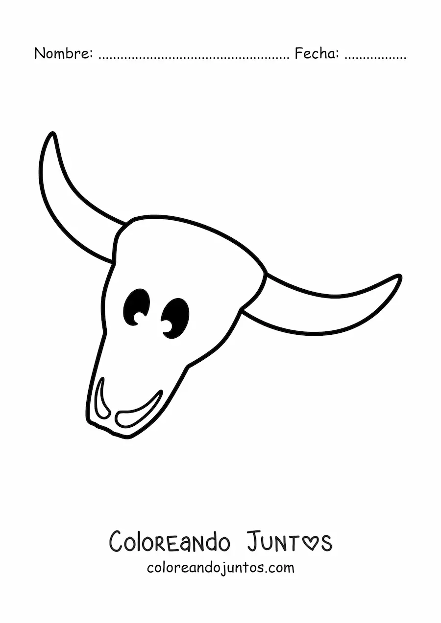 Imagen para colorear de un cráneo de toro del desierto