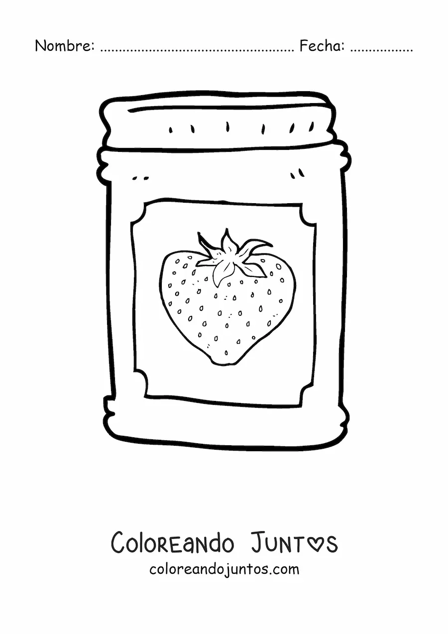 Imagen para colorear de un frasco con jalea de fresa
