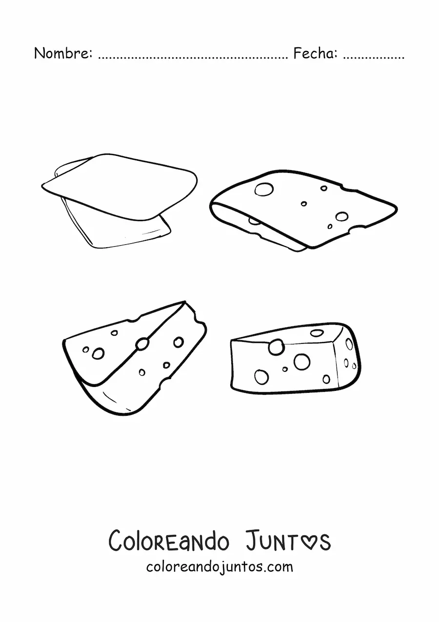 Imagen para colorear de varios quesos