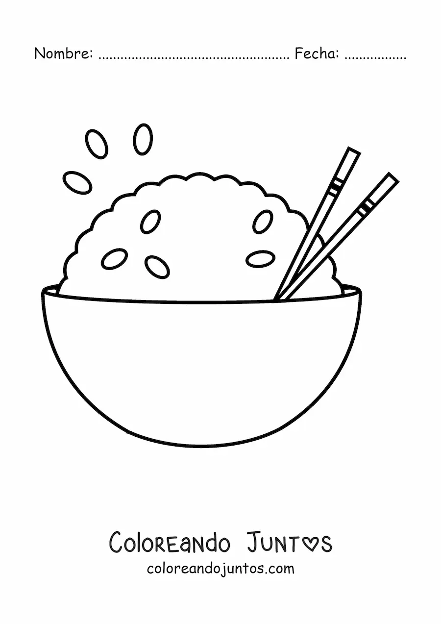 Imagen para colorear de un plato con arroz
