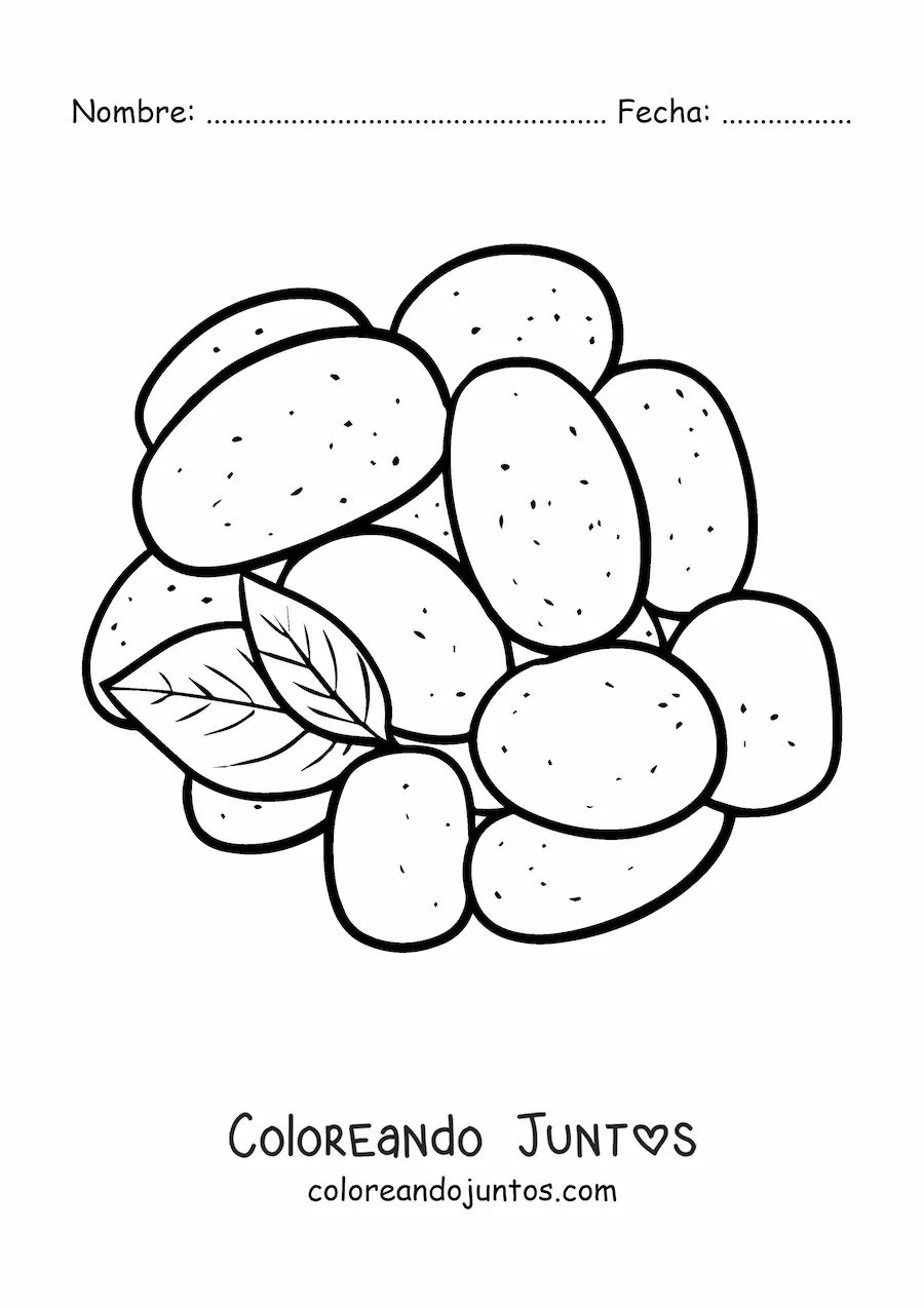 Imagen para colorear de un montón de papas