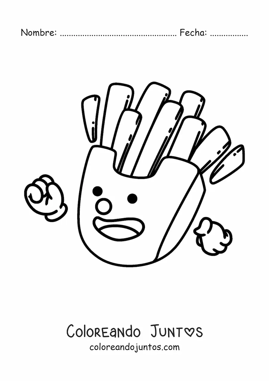 Imagen para colorear de una caricatura de papas fritas animadas