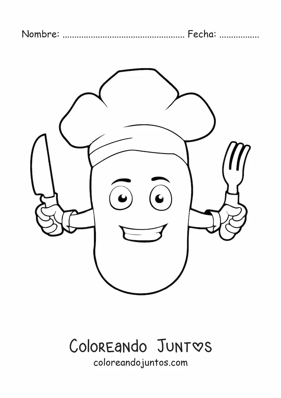 Imagen para colorear de una papa chef animada