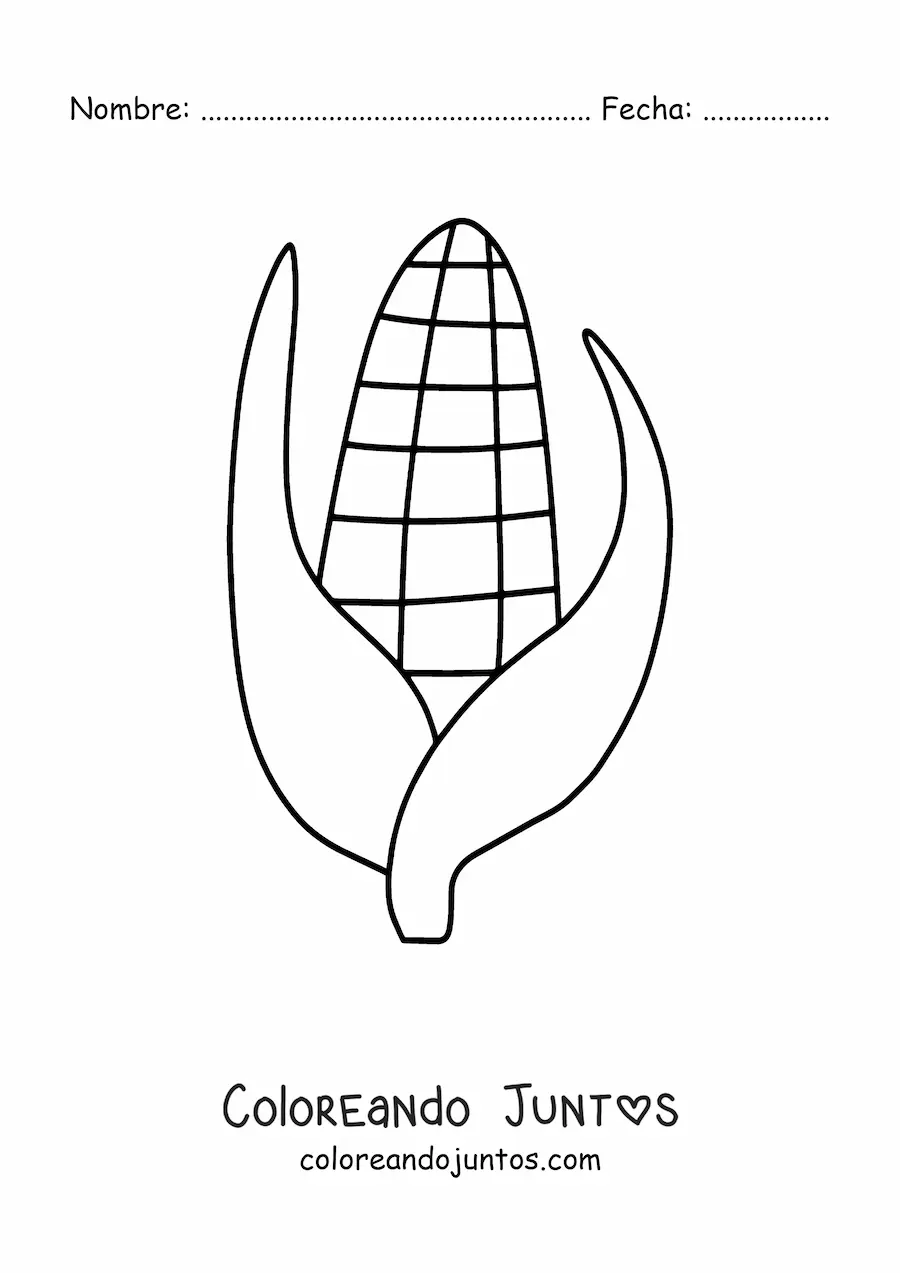 Imagen para colorear de una mazorca de maíz