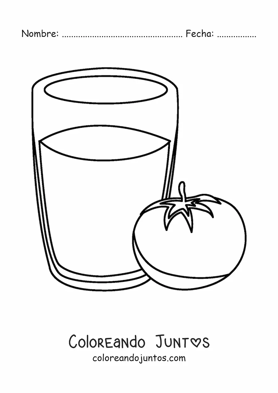 Imagen para colorear de un vaso con jugo de tomate